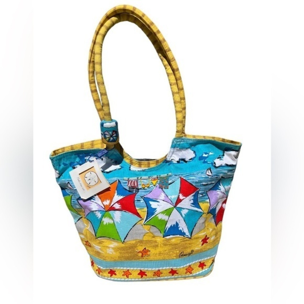 Anne Ormsby Quasby Beach Themed Tote Bag Novelty Fun In The Sun Canvas